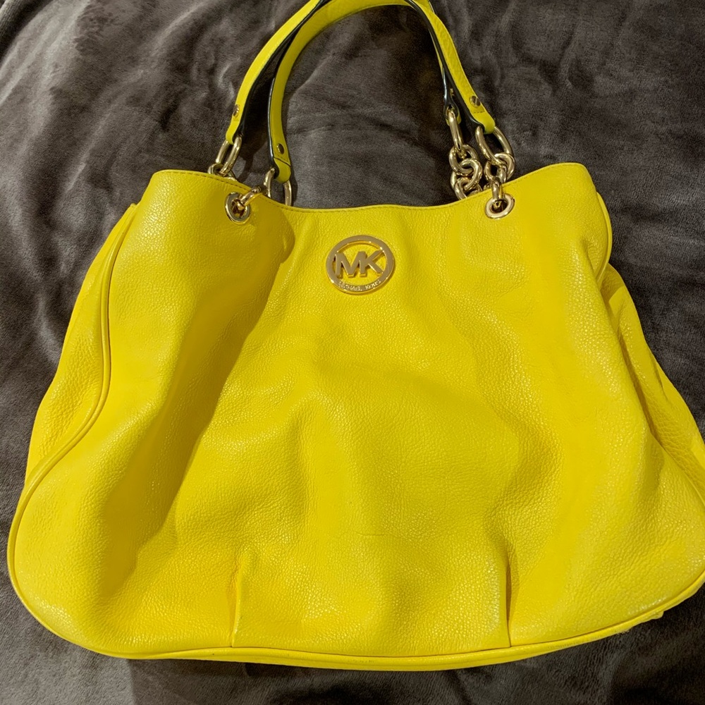 Michael Kors pebbled yellow leather bag